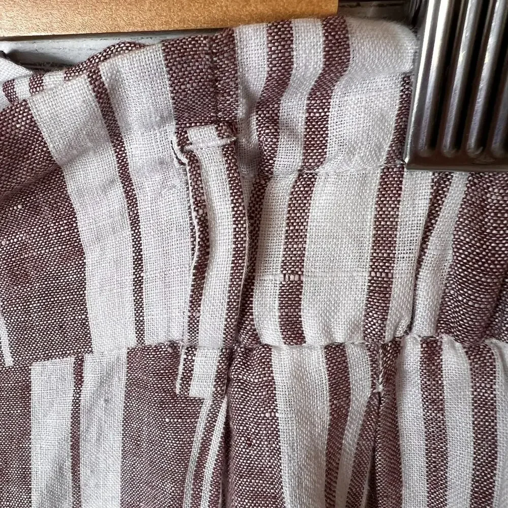 Lemlem by Liya Kebede X H&M Pants Womens Size Small 100% Linen Striped Paperbag